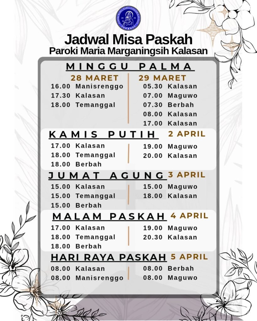 Jadwal Misa Paskah 2026