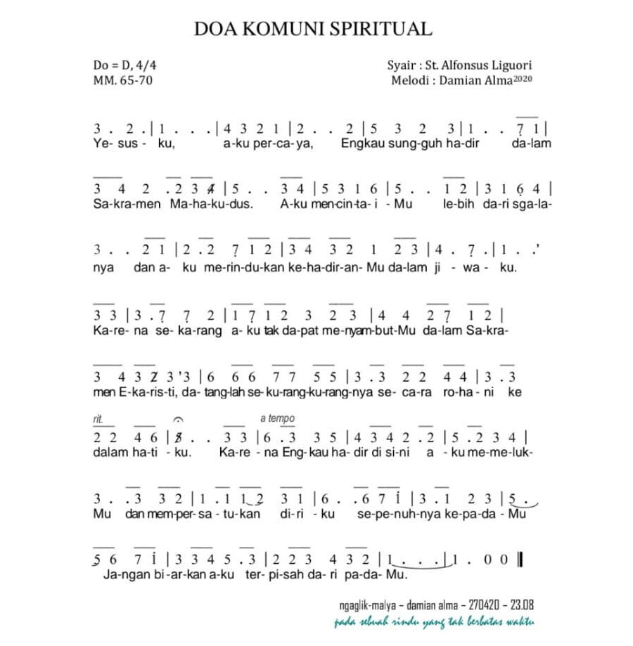 Lagu Doa Komuni Spiritual